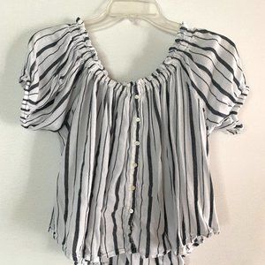 Forever 21 S White and gray striped blouse